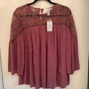NWT Neiman Marcus flower lace top blouse - XL